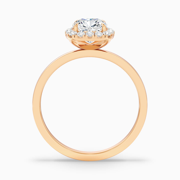 Nora 3 Carat Cushion Cut Halo Lab Grown Diamond Ring in 14k Rose Gold - Side View