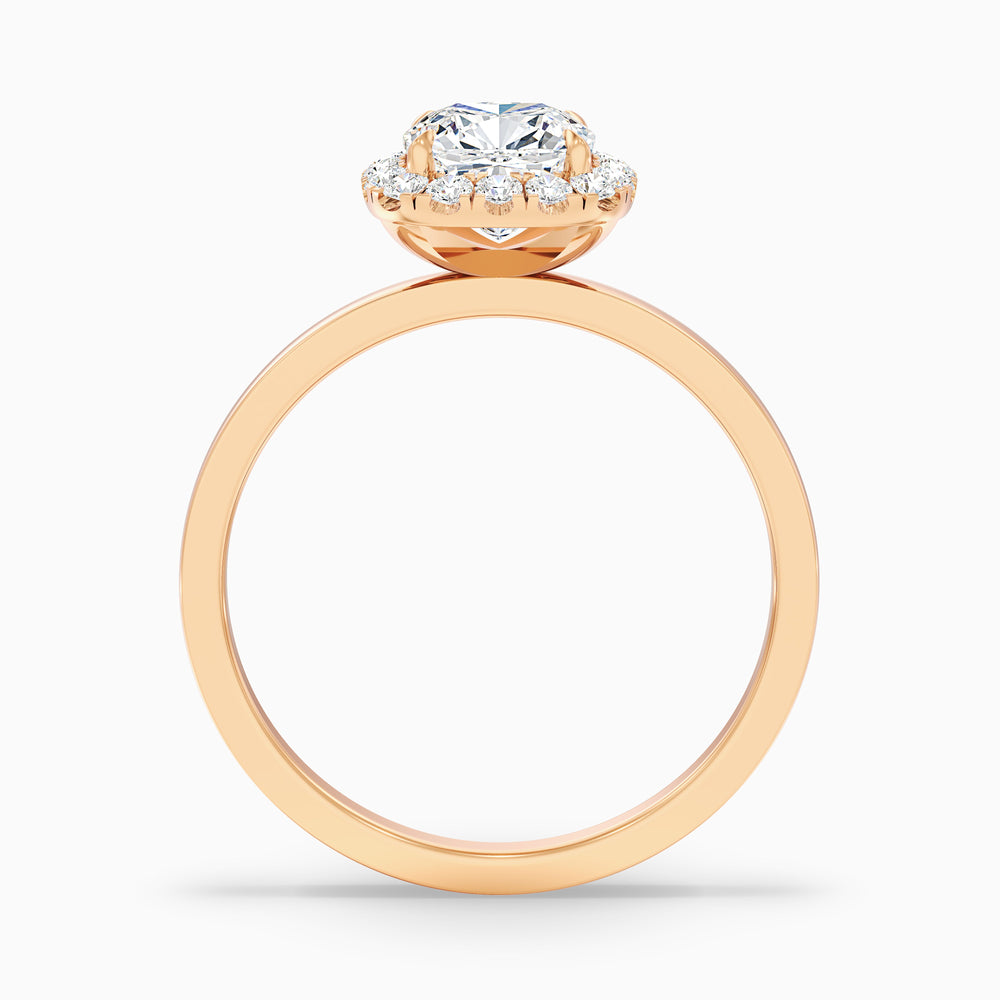 Nora 3 Carat Cushion Cut Halo Lab Grown Diamond Ring in 18k Rose Gold - Side View