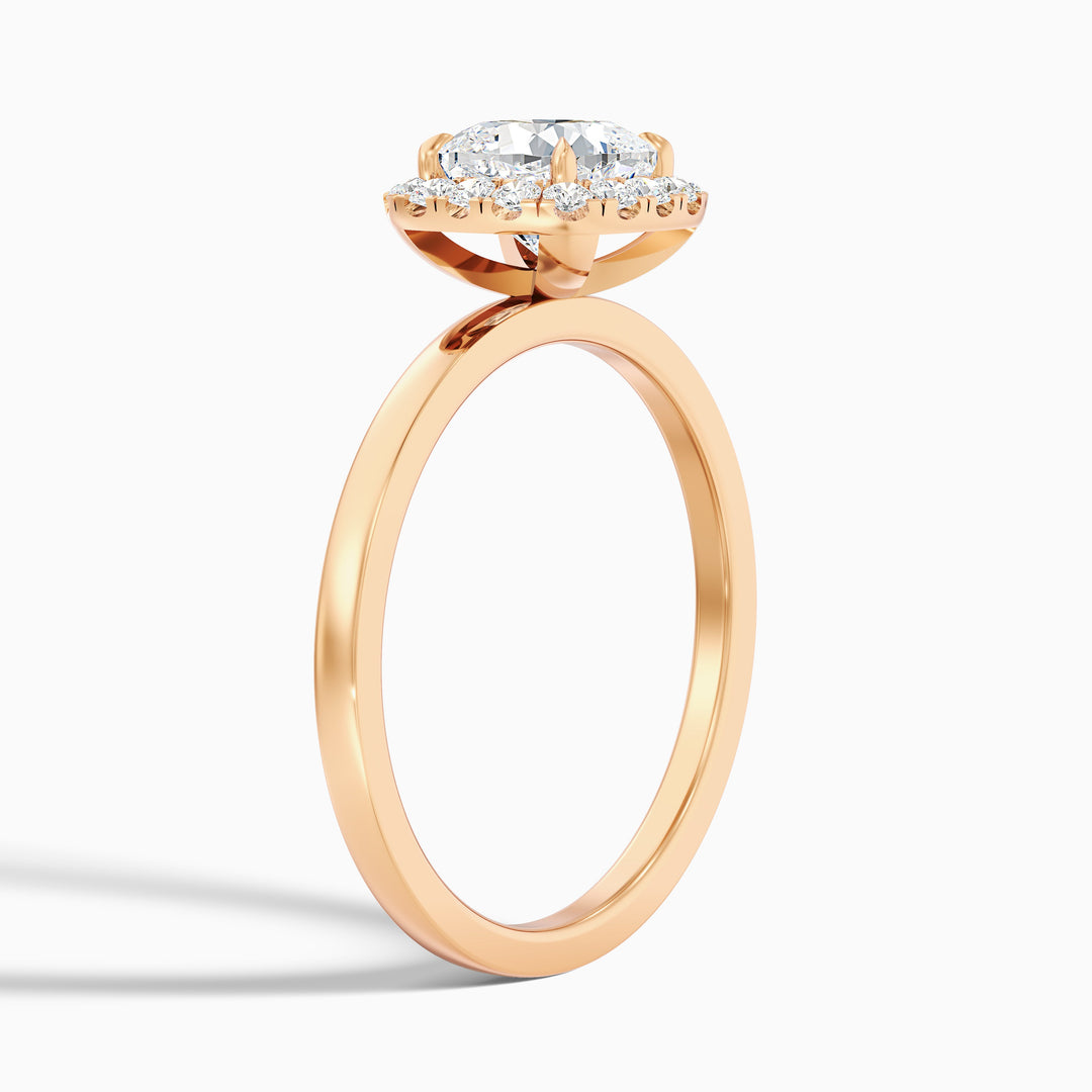 Nora 4 Carat Cushion Cut Halo Lab Grown Diamond Ring in 14k Rose Gold - Detail View