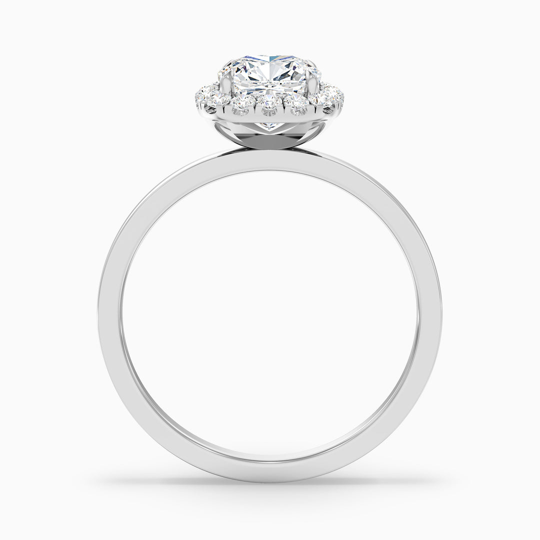 Nora 3 Carat Cushion Cut Halo Lab Grown Diamond Ring in Platinum - Side View