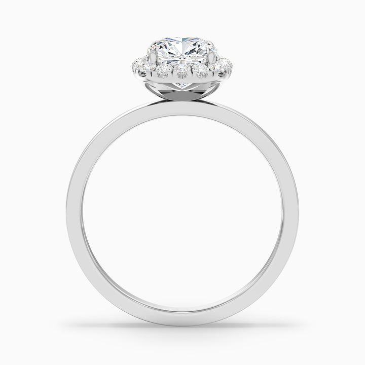 Nora 3 Carat Cushion Cut Halo Lab Grown Diamond Ring in Platinum - Side View