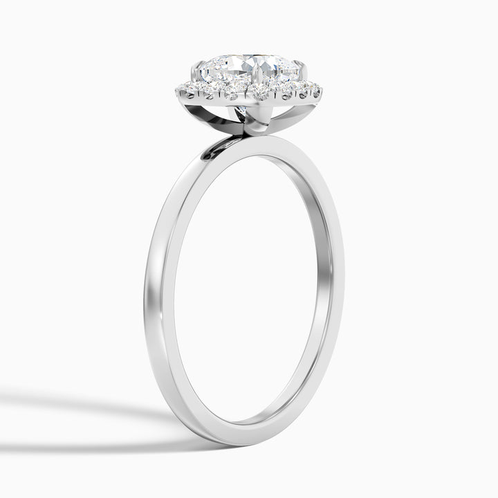 Nora 4 Carat Cushion Cut Halo Lab Grown Diamond Ring in Platinum - Detail View