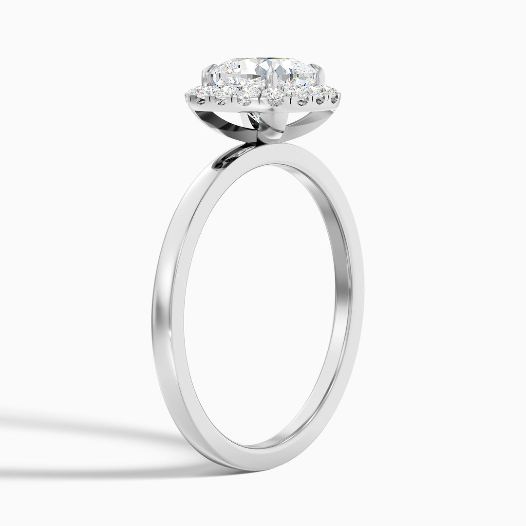 Nora 3.5 Carat Cushion Cut Halo Lab Grown Diamond Ring in 18k White Gold - Detail View