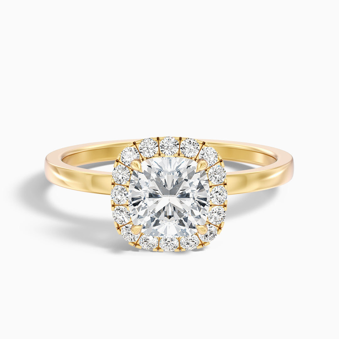 Claire 1.5 Carat Cushion Cut Halo Moissanite Engagement Ring - Front View