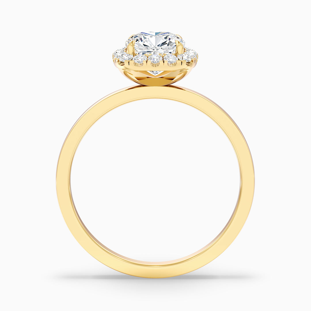 Nora 4 Carat Cushion Cut Halo Lab Grown Diamond Ring in 10k Yellow Gold - Side View