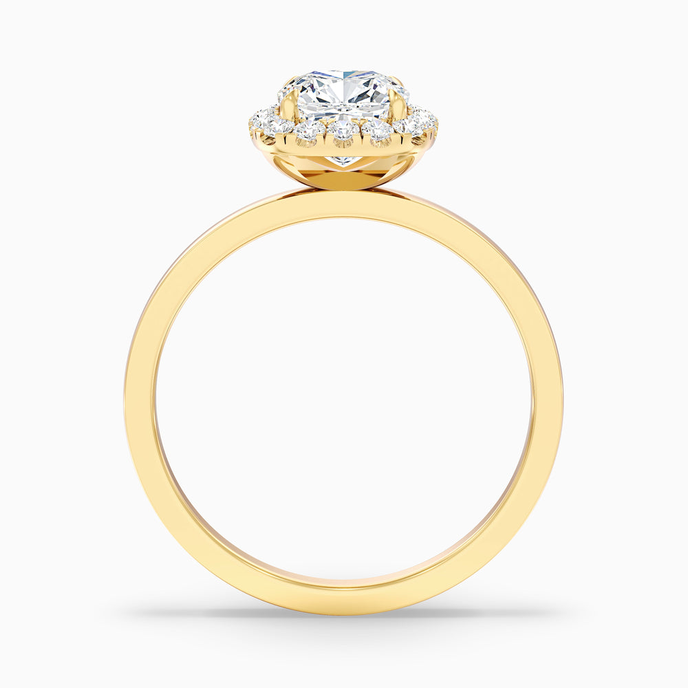 Nora 4 Carat Cushion Cut Halo Lab Grown Diamond Ring in 14k Yellow Gold - Side View