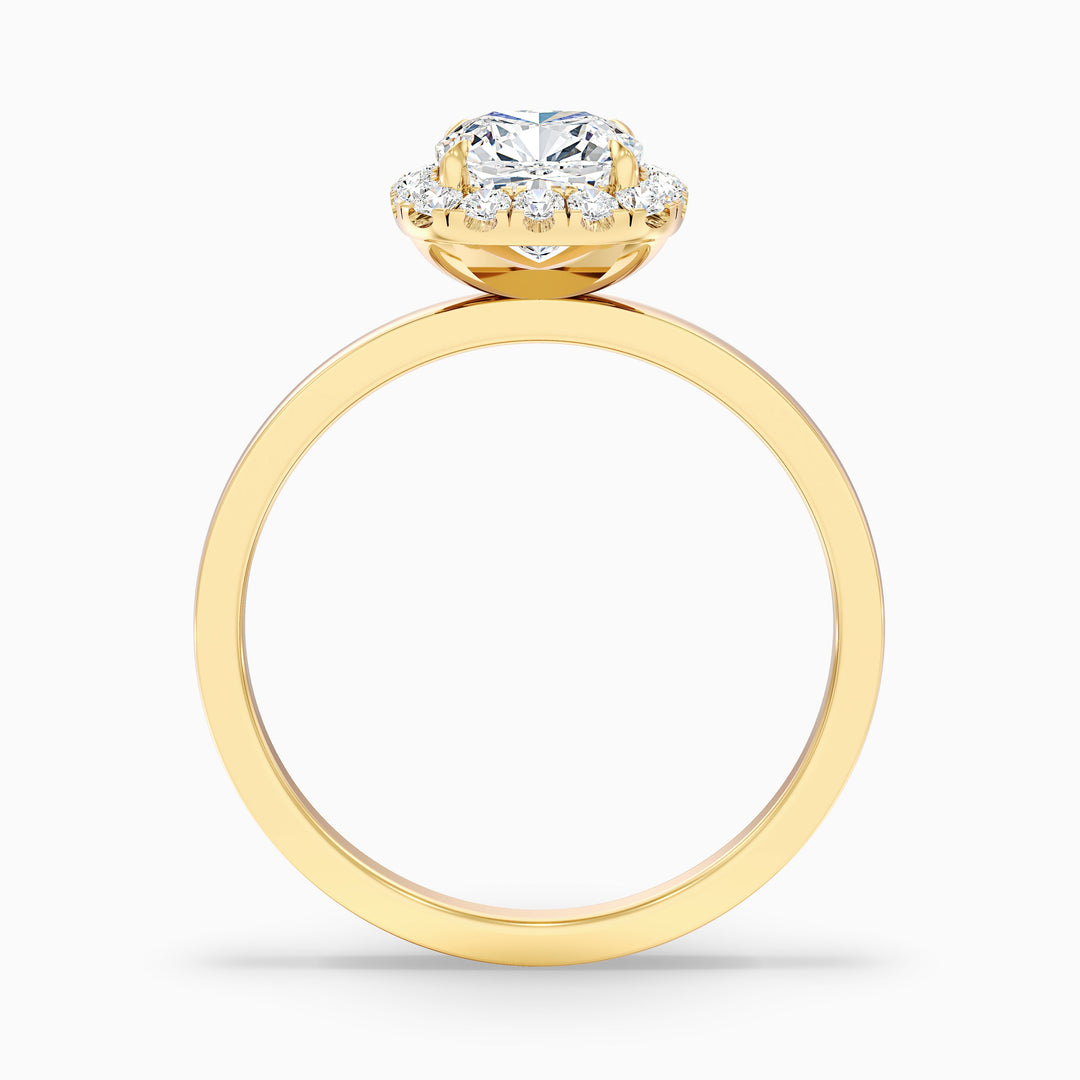 Nora 1.5 Carat Cushion Cut Halo Lab Grown Diamond Ring in Platinum - Side View