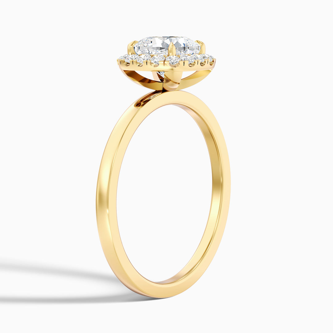 Nora 1.5 Carat Cushion Cut Halo Lab Grown Diamond Ring in 18k Yellow Gold - Detail View