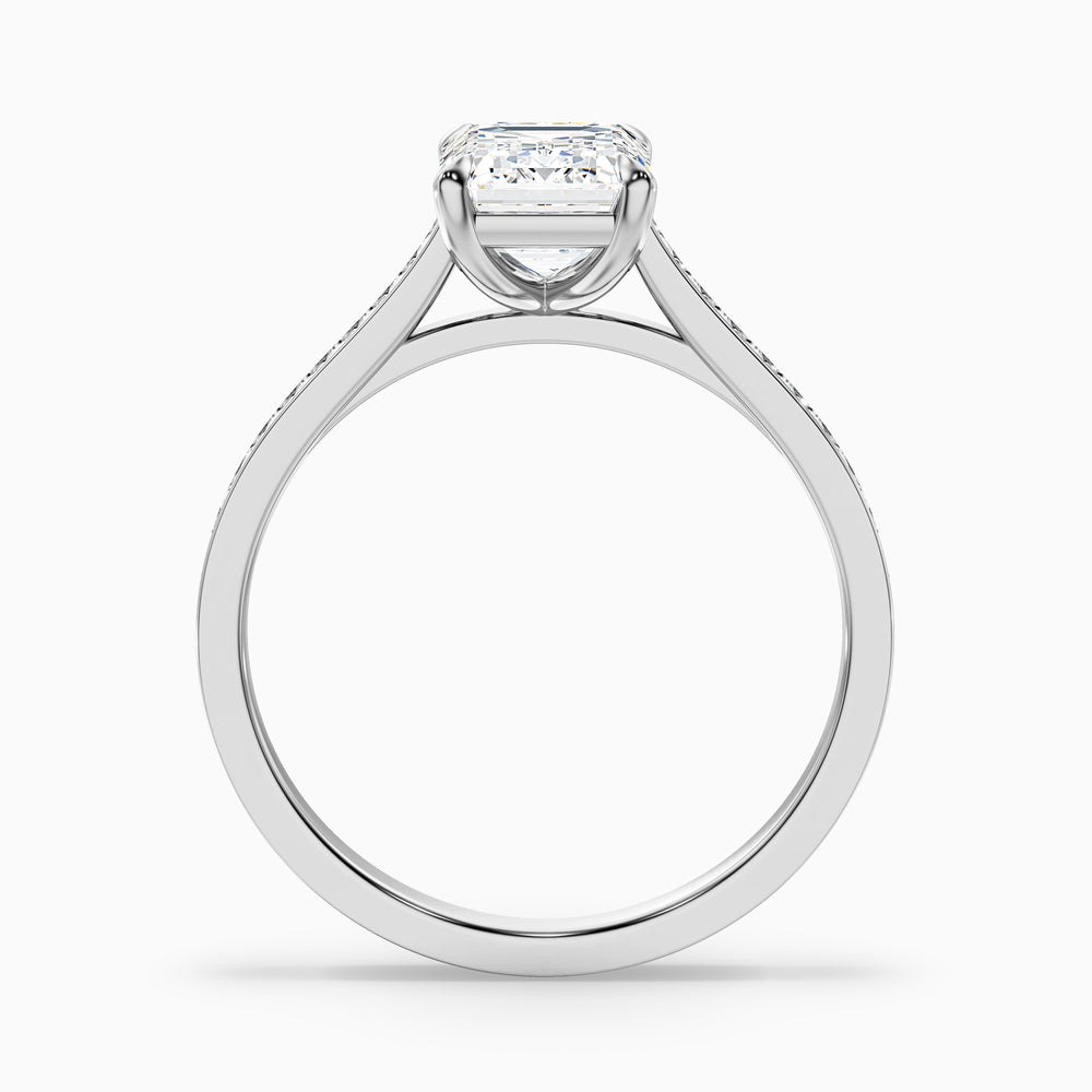 Eliza 2.5 Carat Emerald Cut Side Stone Pave Lab Grown Diamond Ring in Platinum - Side View