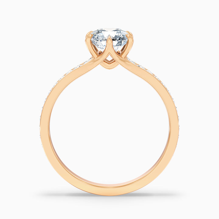 Kyra 4.5 Carat Round Side Stone Pave Lab Grown Diamond Ring in 18k Rose Gold - Side View