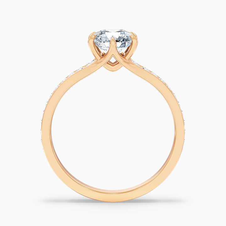Kyra 2.5 Carat Round Side Stone Pave Lab Grown Diamond Ring in Platinum - Side View