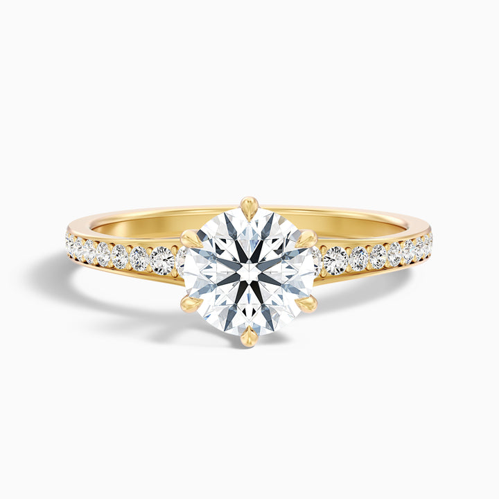 Kyra 2.5 Carat Round Side Stone Pave Lab Grown Diamond Ring in Platinum - Front View
