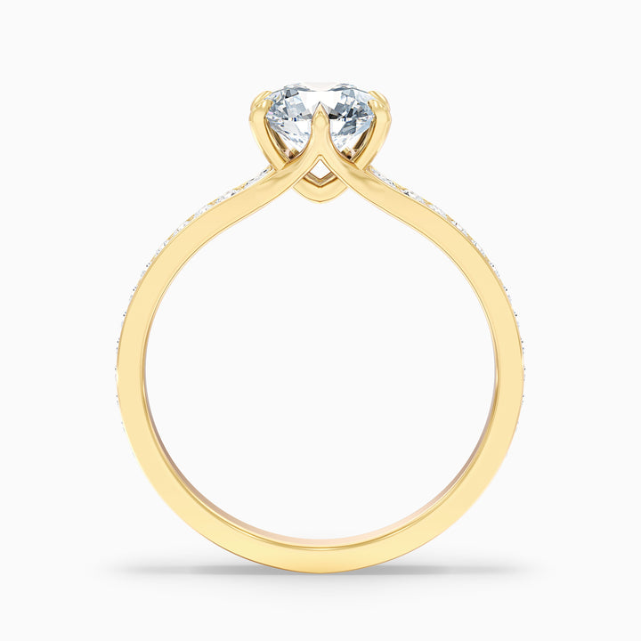 Kyra 2.5 Carat Round Side Stone Pave Lab Grown Diamond Ring in Platinum - Side View