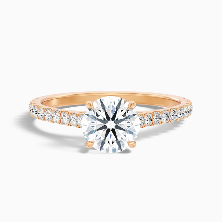 Hope 4.5 Carat Round Side Stone Pave Lab Grown Diamond Ring in 18k Rose Gold - Front View