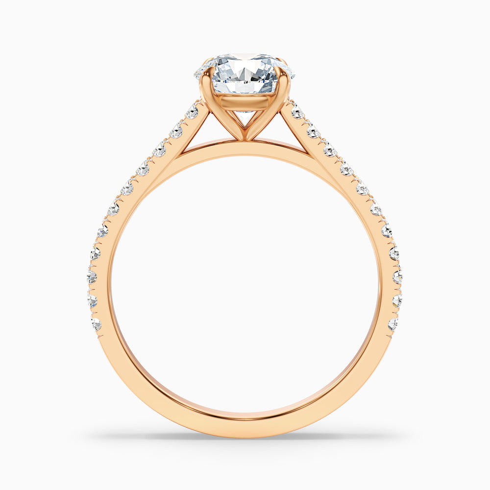 Hope 3 Carat Round Side Stone Pave Lab Grown Diamond Ring in 14k Rose Gold - Side View