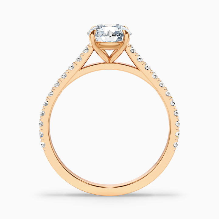 Hope 3 Carat Round Side Stone Pave Lab Grown Diamond Ring in 14k Rose Gold - Side View