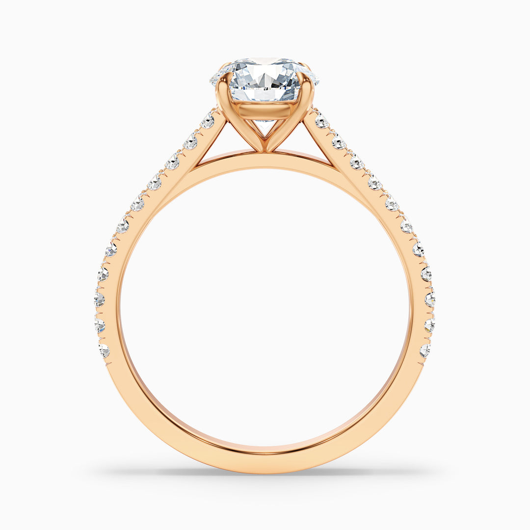 Hope 3.5 Carat Round Side Stone Pave Lab Grown Diamond Ring in 10k Rose Gold - Side View