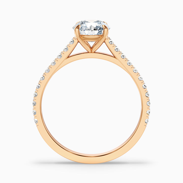 Hope 3 Carat Round Side Stone Pave Lab Grown Diamond Ring in Platinum - Side View