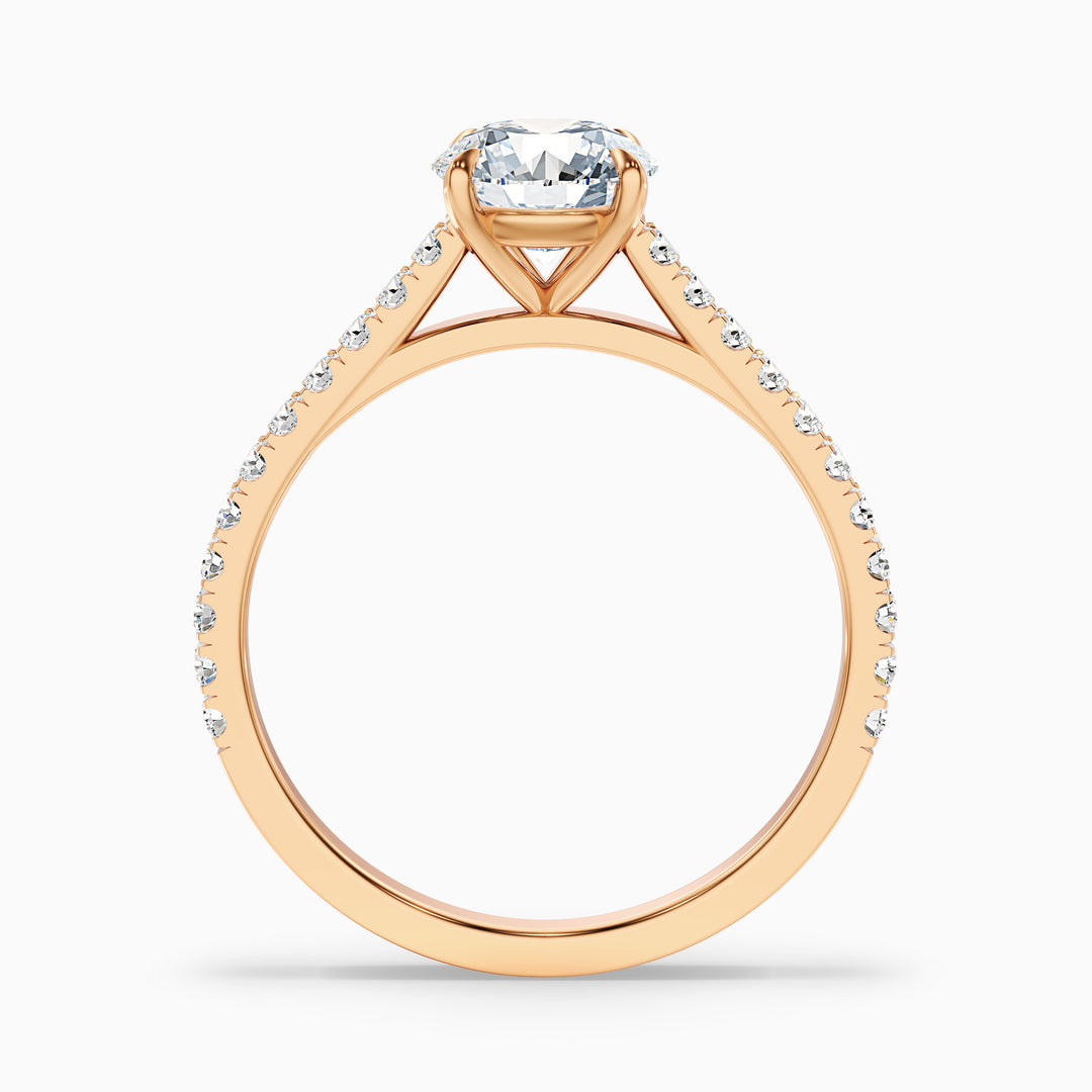 Hope 4.5 Carat Round Side Stone Pave Lab Grown Diamond Ring in Platinum - Side View