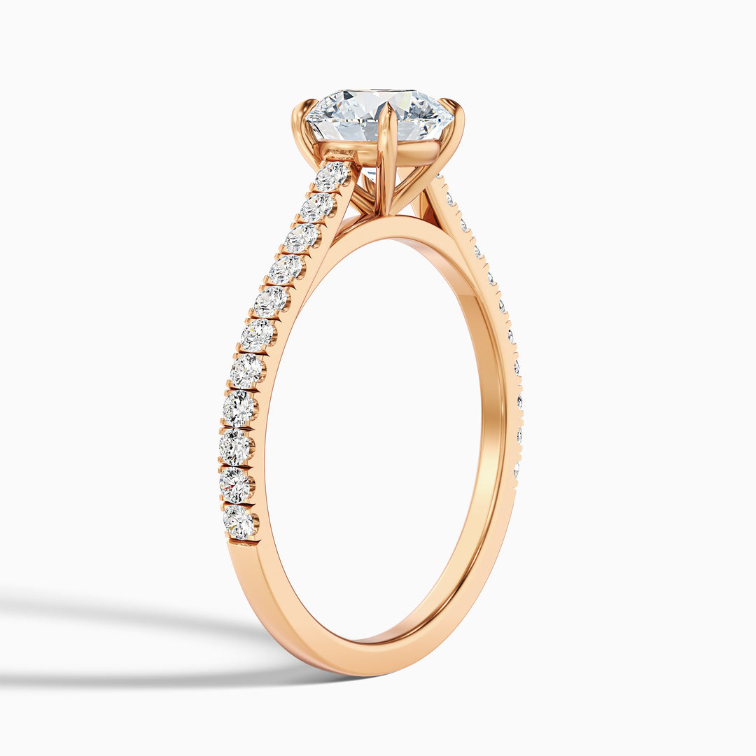 Hope 1 Carat Round Side Stone Pave Lab Grown Diamond Ring in 18k Rose Gold - Detail View