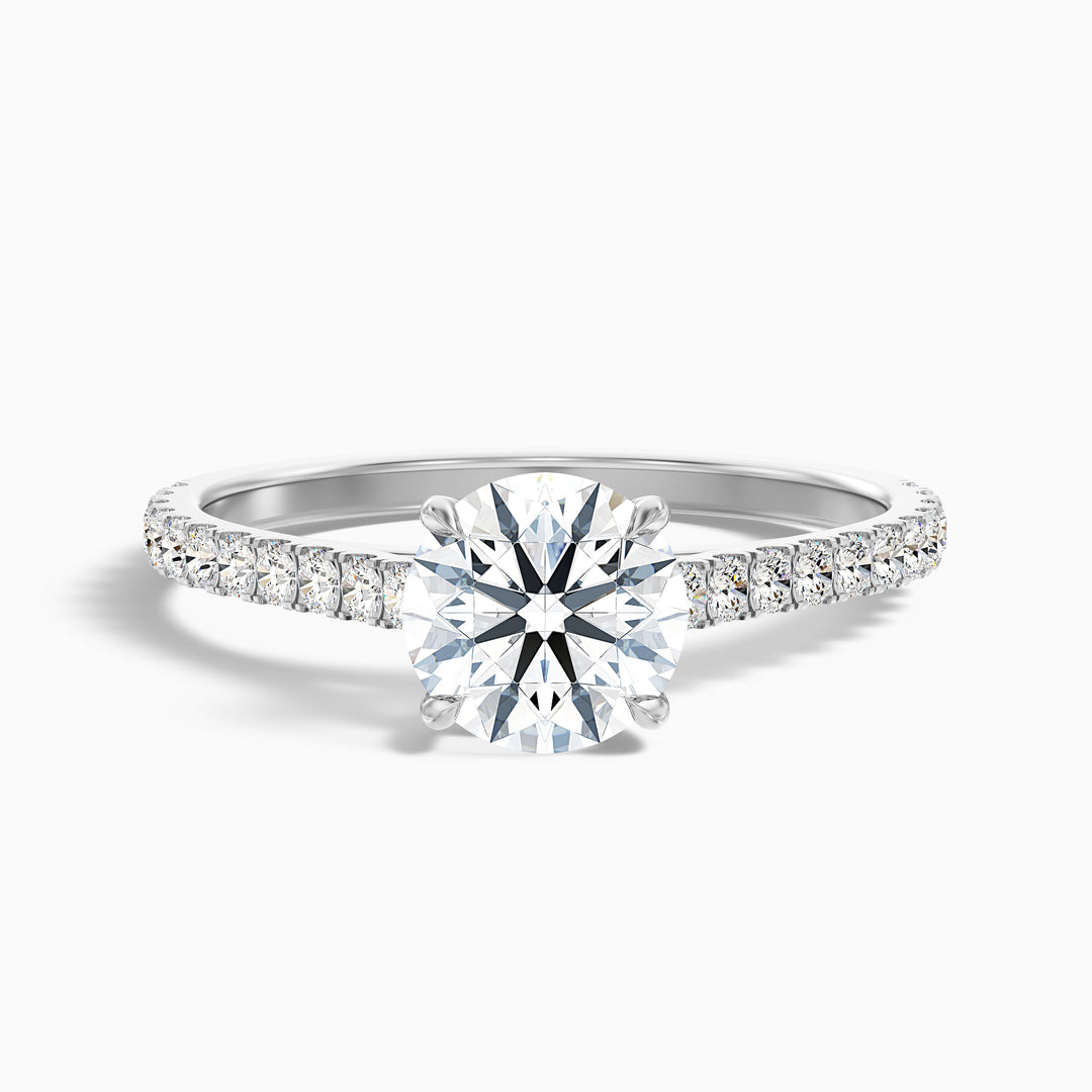 Hope 4.5 Carat Round Side Stone Pave Lab Grown Diamond Ring in Platinum - Front View