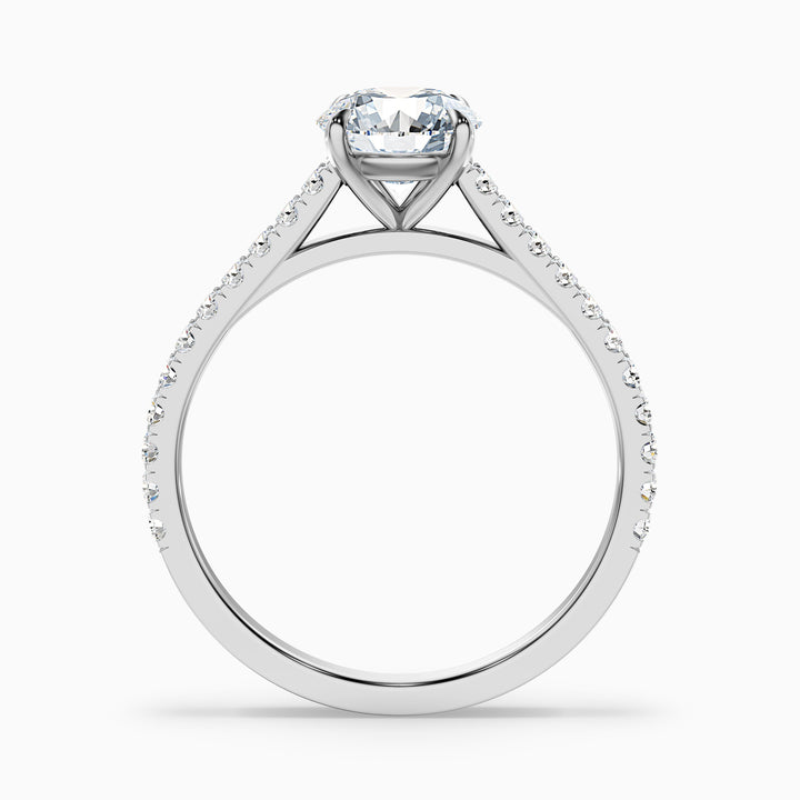 Carly 3 Carat Round Side Stone Pave Moissanite Engagement Ring - Side View