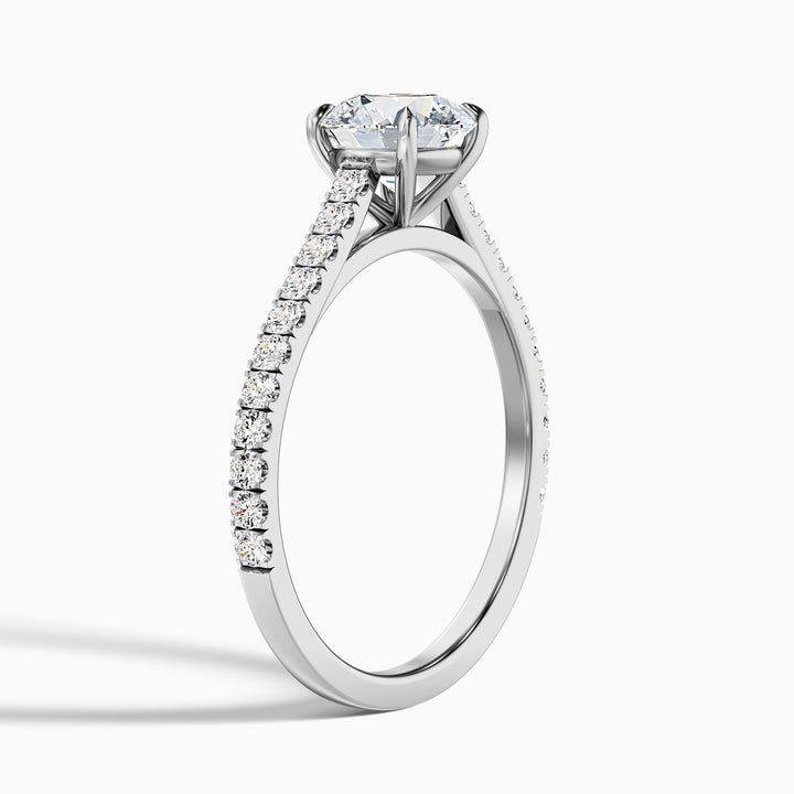 Hope 2.5 Carat Round Side Stone Pave Lab Grown Diamond Ring in 14k White Gold - Detail View