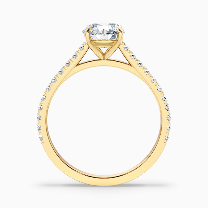 Hope 4 Carat Round Side Stone Pave Lab Grown Diamond Ring in 10k Yellow Gold - Side View