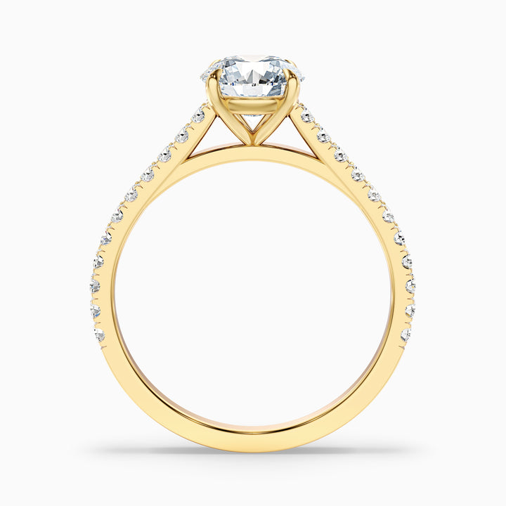 Hope 3 Carat Round Side Stone Pave Lab Grown Diamond Ring in Platinum - Side View