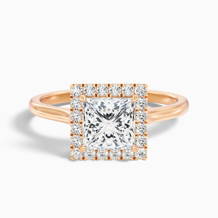 Ember 3 Carat Princess Cut Halo Lab Grown Diamond Ring in Platinum - Front View