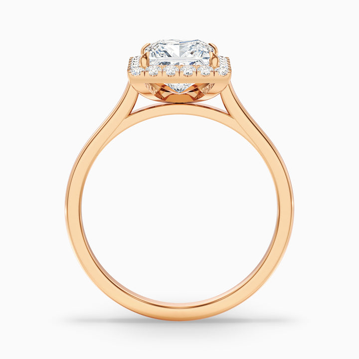 Bela 5.5 Carat Princess Cut Halo Moissanite Engagement Ring - Side View