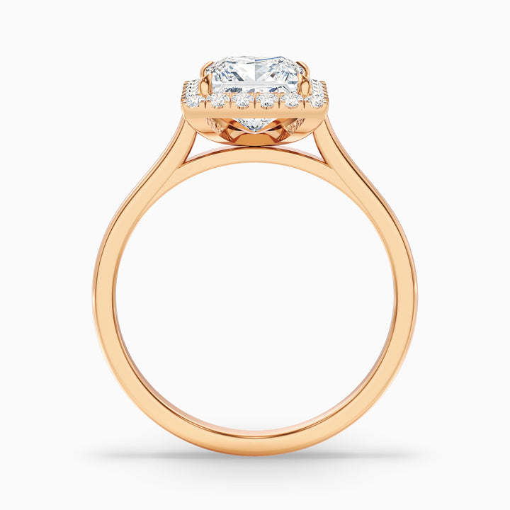 Ember 3.5 Carat Princess Cut Halo Lab Grown Diamond Ring in 10k Yellow Gold - Side View