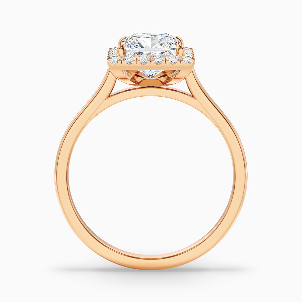 Ember 4 Carat Princess Cut Halo Lab Grown Diamond Ring in 10k Rose Gold - Side View