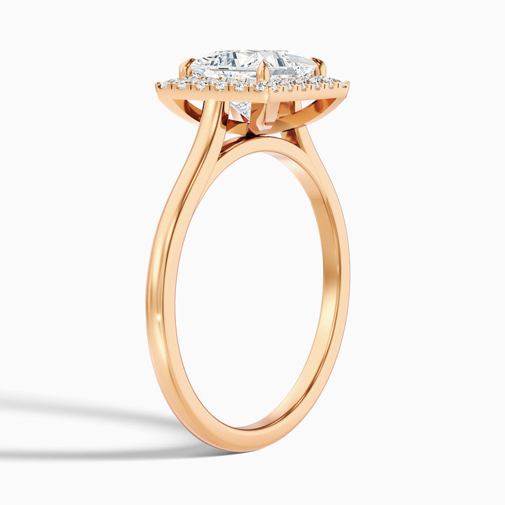 Ember 2 Carat Princess Cut Halo Lab Grown Diamond Ring in 10k Yellow Gold - Detail View