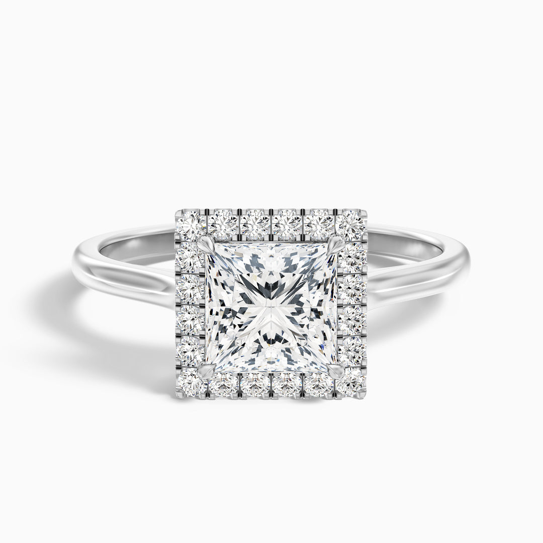 Ember 3 Carat Princess Cut Halo Lab Grown Diamond Ring in Platinum - Front View