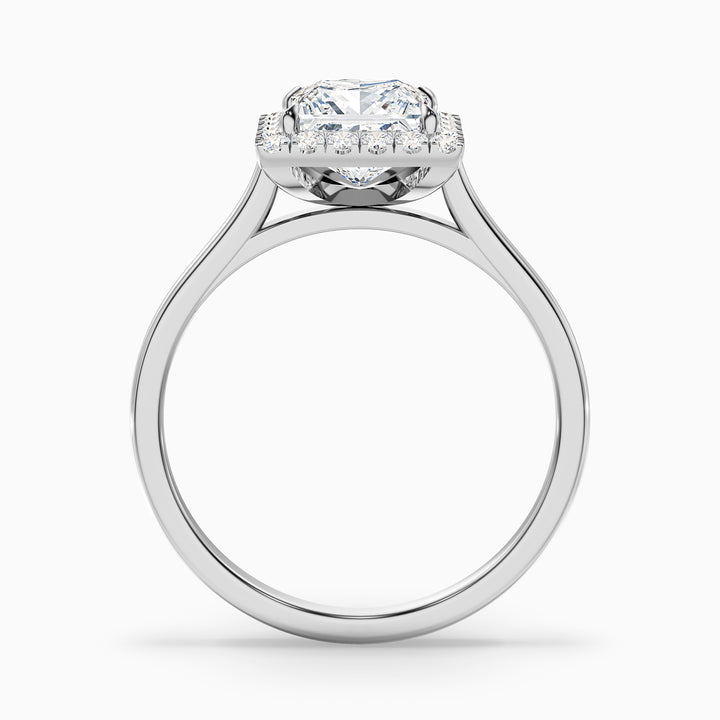 Bela 3 Carat Princess Cut Halo Moissanite Engagement Ring - Side View