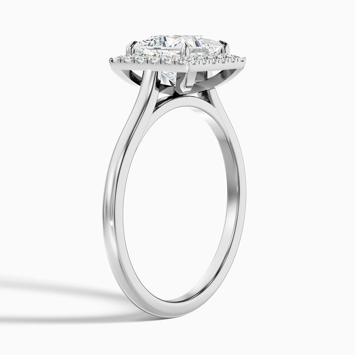 Bela 3.5 Carat Princess Cut Halo Moissanite Engagement Ring - Detail View