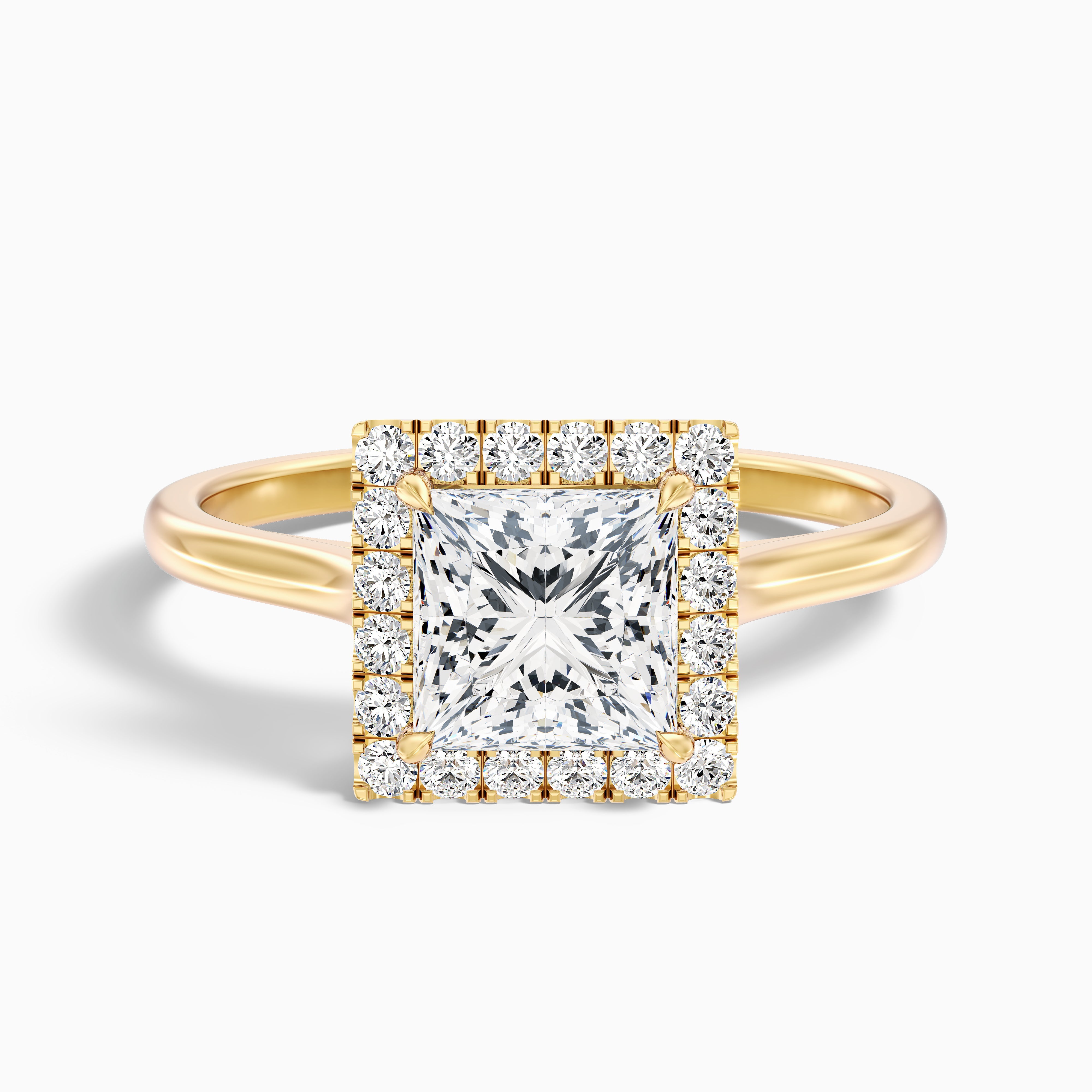 Ember 1 Carat Princess Cut Halo Lab Grown Diamond Ring in 10k Yellow Gold