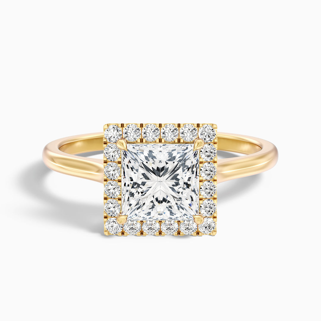 Ember 3 Carat Princess Cut Halo Lab Grown Diamond Ring in Platinum - Front View