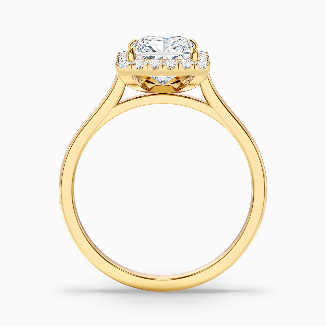 Ember 3 Carat Princess Cut Halo Lab Grown Diamond Ring in 18k Yellow Gold - Side View