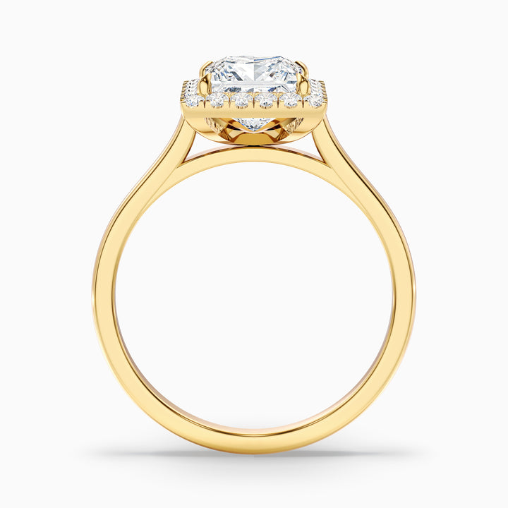 Ember 3 Carat Princess Cut Halo Lab Grown Diamond Ring in 18k Yellow Gold - Side View