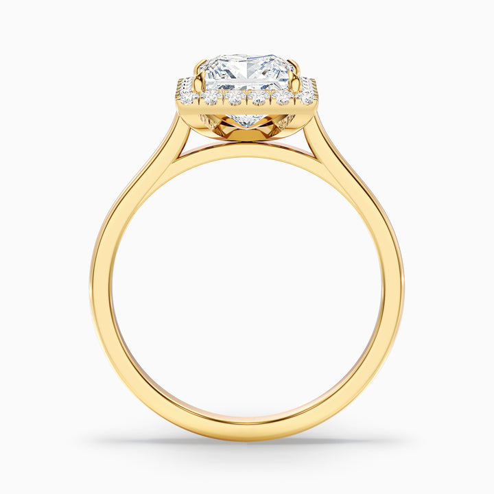 Bela 3 Carat Princess Cut Halo Moissanite Engagement Ring - Side View