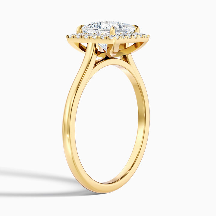 Ember 2.5 Carat Princess Cut Halo Lab Grown Diamond Ring in 10k Yellow Gold - Detail View