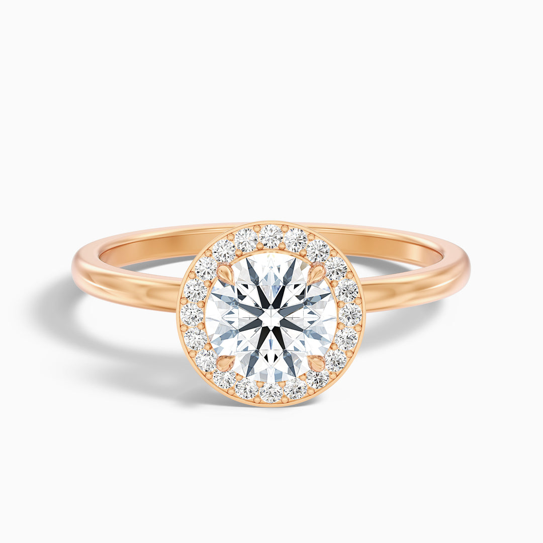 Aura 4 Carat Round Halo Pave Moissanite Engagement Ring - Front View