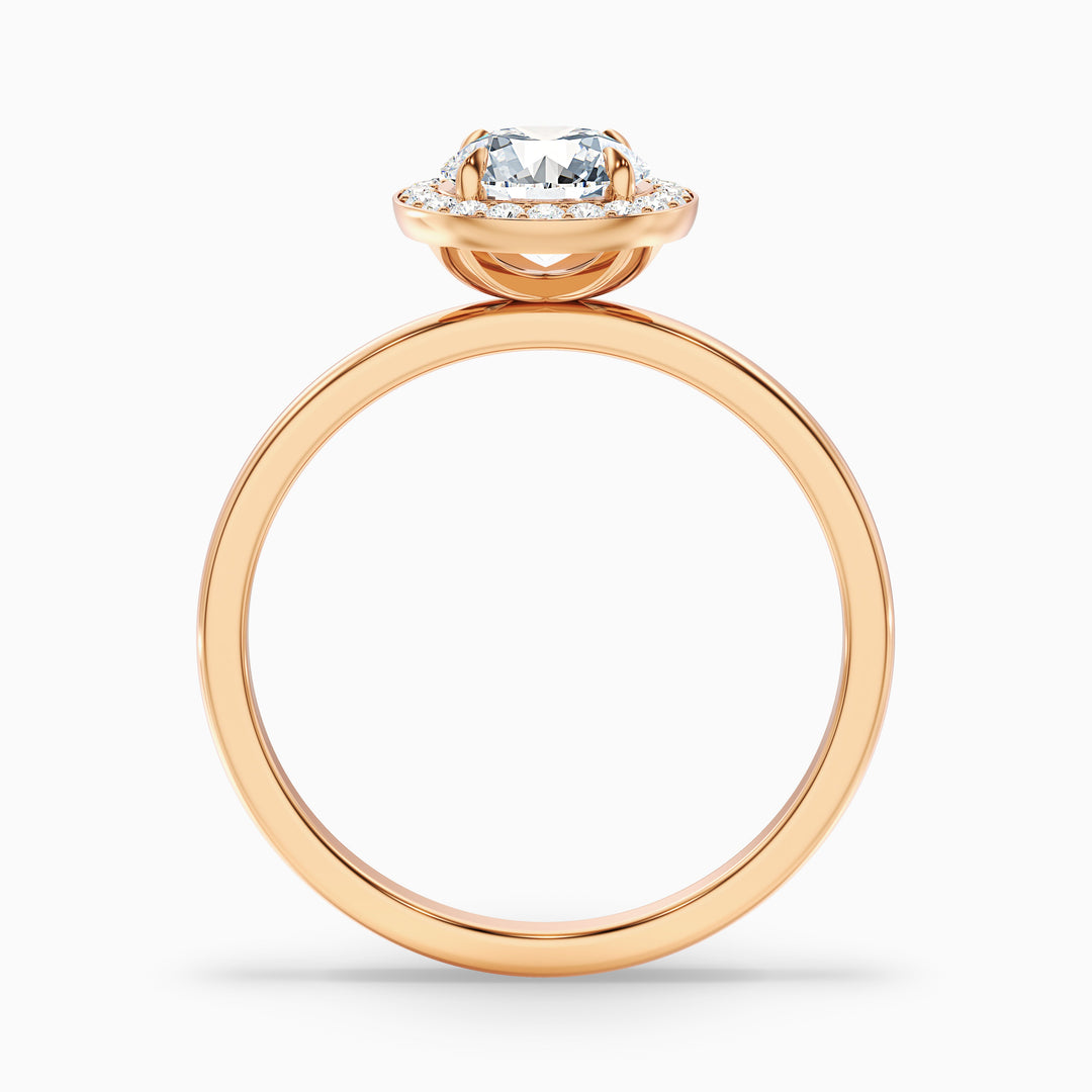 Arya 5 Carat Round Halo Lab Grown Diamond Ring in 18k Rose Gold - Side View