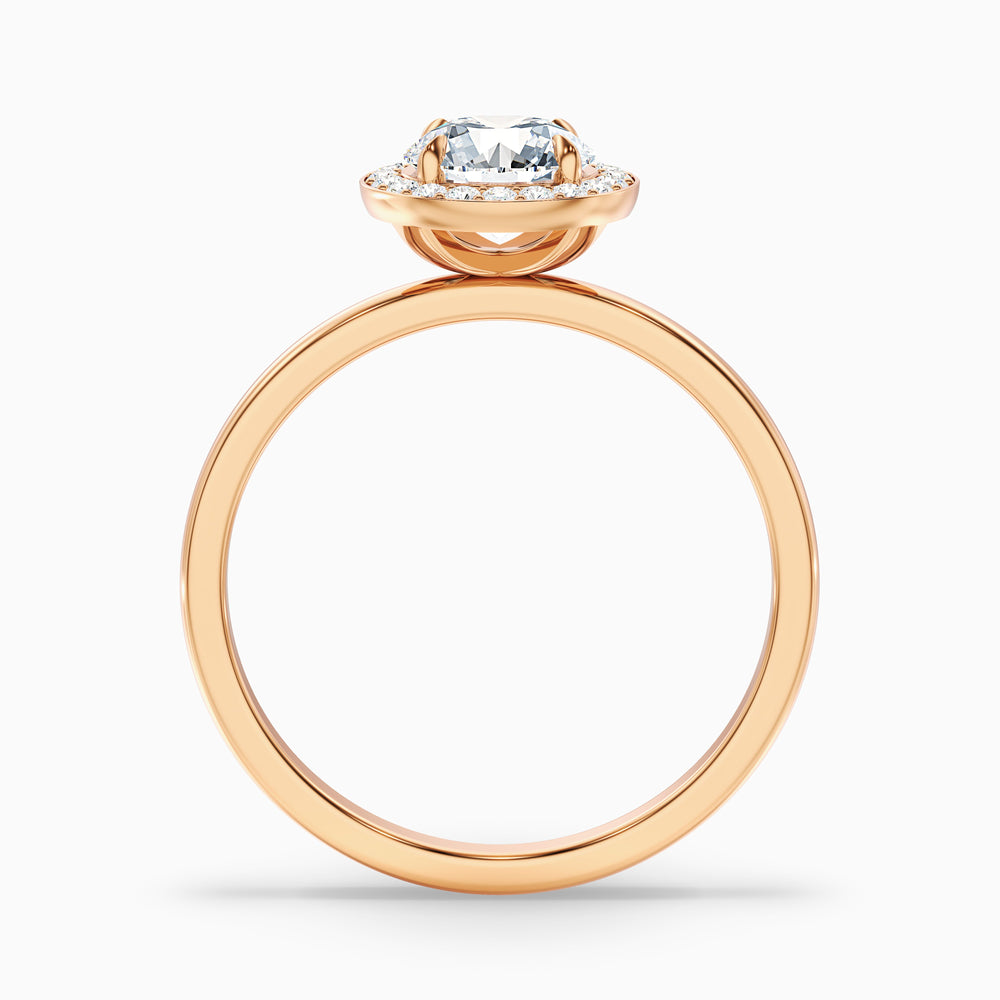 Arya 1 Carat Round Halo Lab Grown Diamond Ring in 14k Rose Gold - Side View