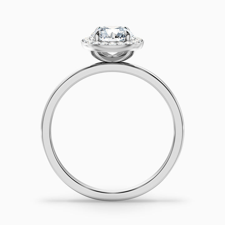 Arya 3 Carat Round Halo Lab Grown Diamond Ring in 18k White Gold - Side View