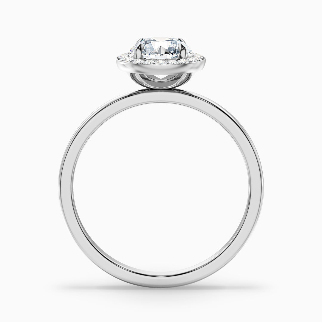 Arya 4 Carat Round Halo Lab Grown Diamond Ring in 10k White Gold - Side View