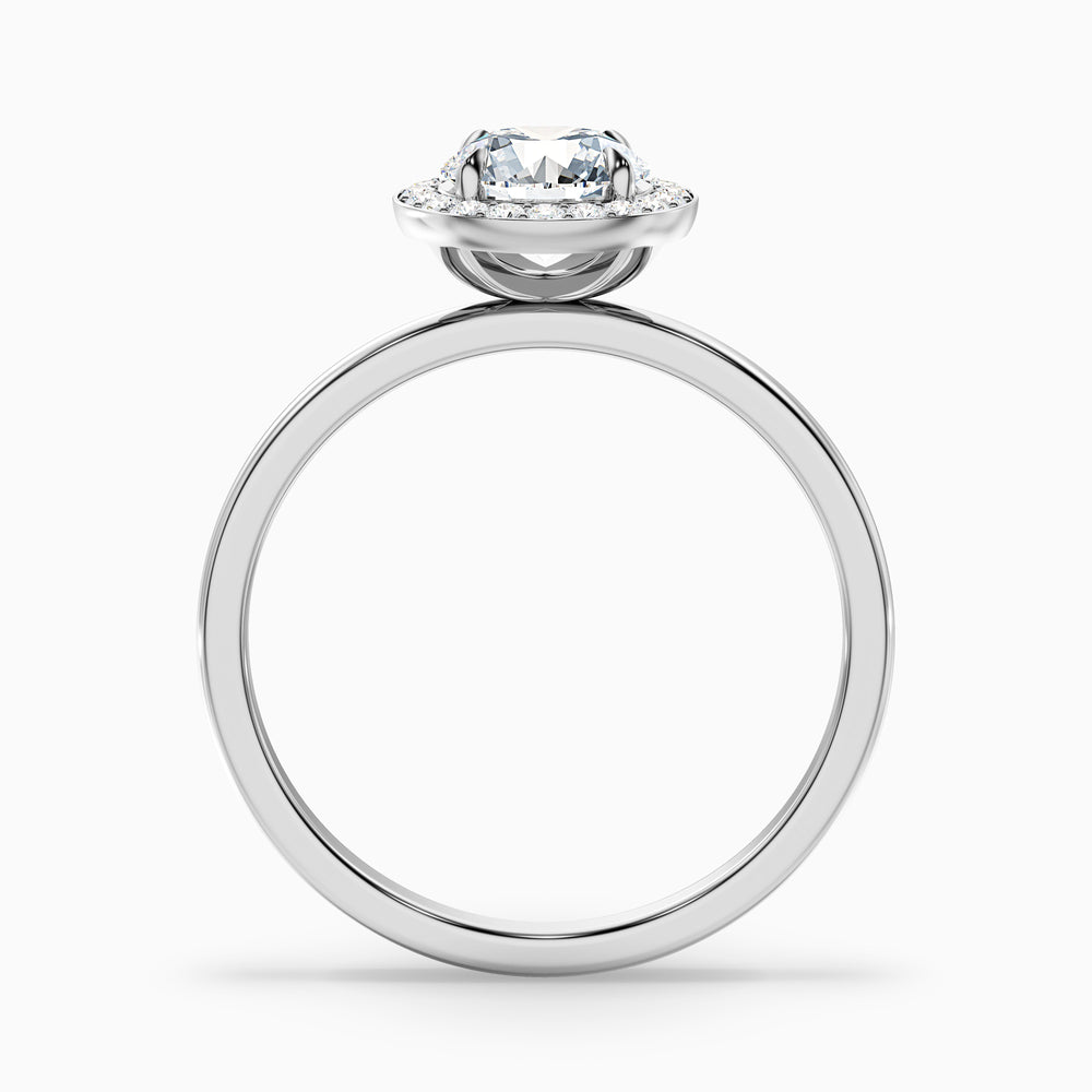 Aura 3 Carat Round Halo Pave Moissanite Engagement Ring - Side View