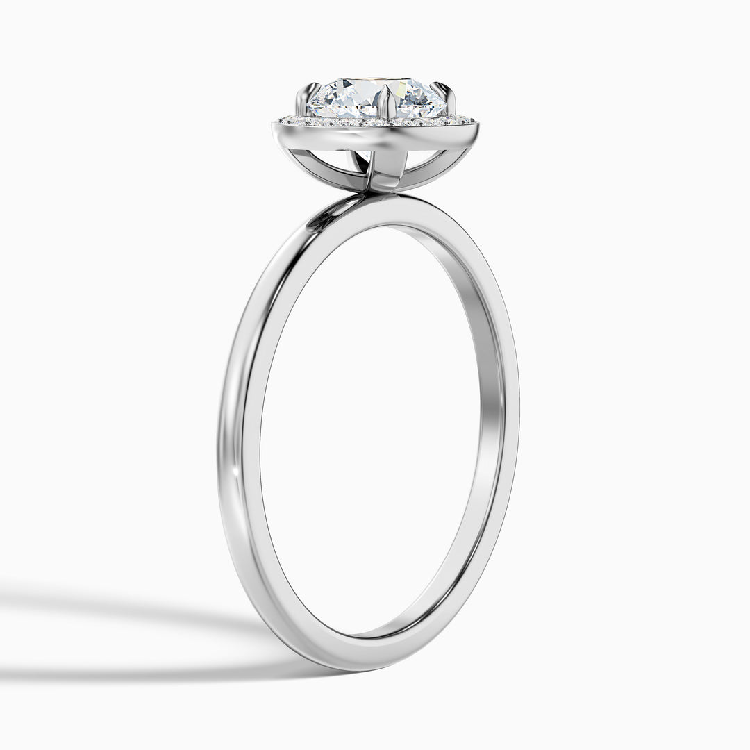 Arya 2 Carat Round Halo Lab Grown Diamond Ring in 18k White Gold - Detail View